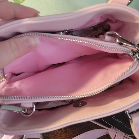 Madden Girl Pink Satchel Handbag Scarf Detail Faux Leather NWT Womens - Picture 6 of 8